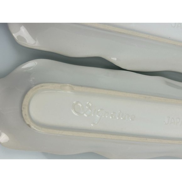 Signature Japan Ceramic Corn on the Cob Holders White Textured Set of 4 Serving - Picture 12 of 15
